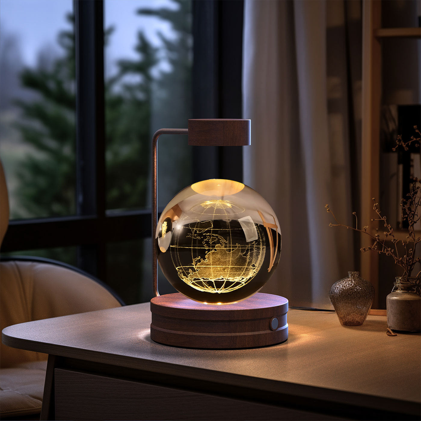 Crystal Ball Cosmic Indoor Night Light USB Power Warm Bedside Light Birthday Gift Night Lamp