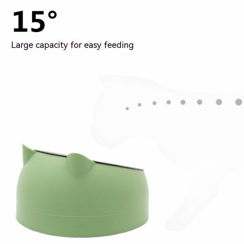 Stainless Steel Bowl Double Bowl Cervical Protection Oblique Mouth Hot Pet Food Basin Supplies