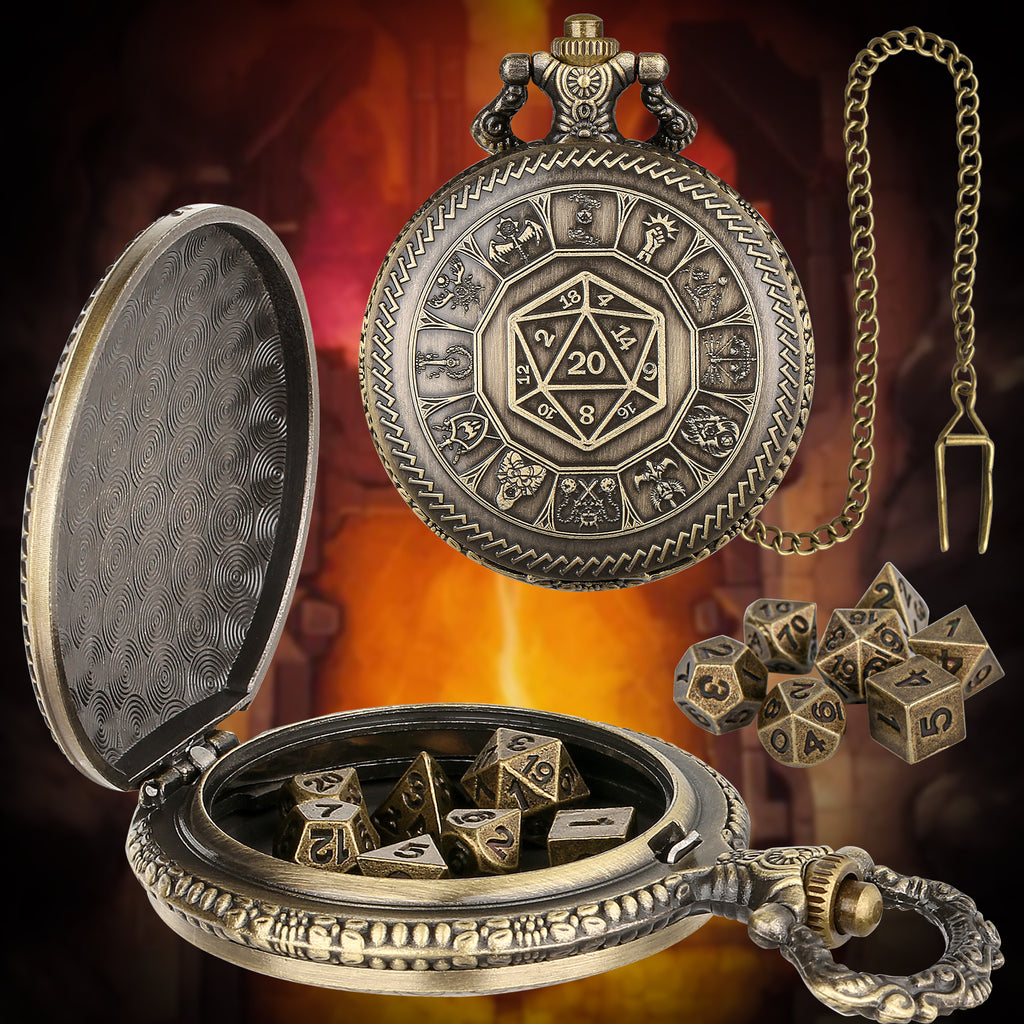 Creative Retro Metal Center Dice Set, Steampunk Pocket Case, Equipped With 7 Mini DND Game Polyhedral Metal Dice, Enhancing RPG Gaming Experience, Providing Collectible Gifts For Board Game Players