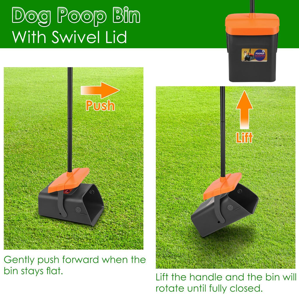 Pooper Scooper Kit Dog Poop Rake & Swiveling Bin