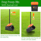 Pooper Scooper Kit Dog Poop Rake & Swiveling Bin