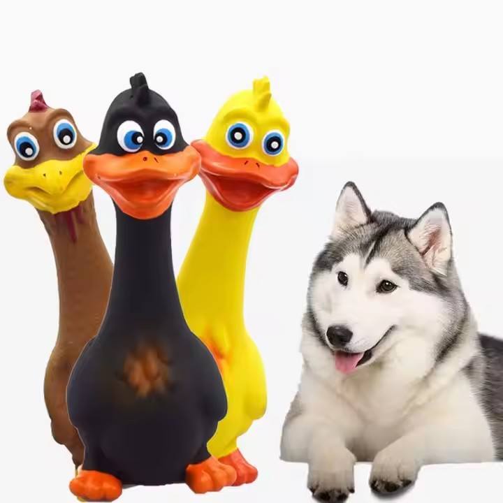 Latex Screaming Chicken Toys, Chew Toy for Dogs 3 pieces