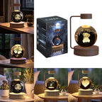 Crystal Ball Cosmic Indoor Night Light USB Power Warm Bedside Light Birthday Gift Night Lamp