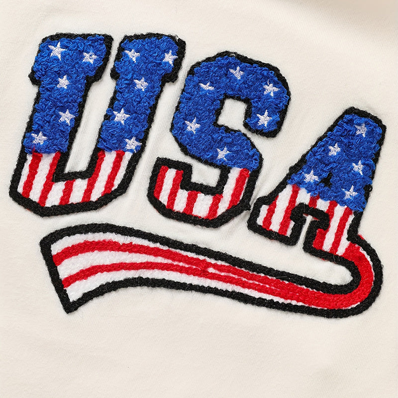Infant Baby Boy Outfit Set USA Letter Print Color Block T-Shirt & Shorts