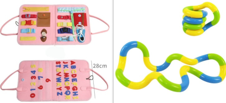 Busy Book Children's Busy Board Dressing And Buttoning Learning Toy --  Baby Early Education Preschool Sensory Learning Toy