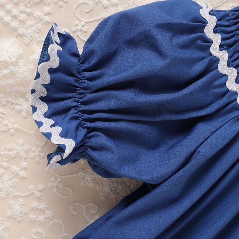 Toddler Infant Girl Christmas  Embroidery Short Sleeve Princess Party Dress Smocked Baby Girl Clothes