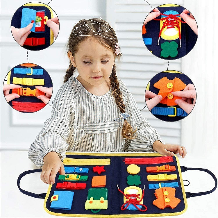 Busy Book Children's Busy Board Dressing And Buttoning Learning Toy --  Baby Early Education Preschool Sensory Learning Toy
