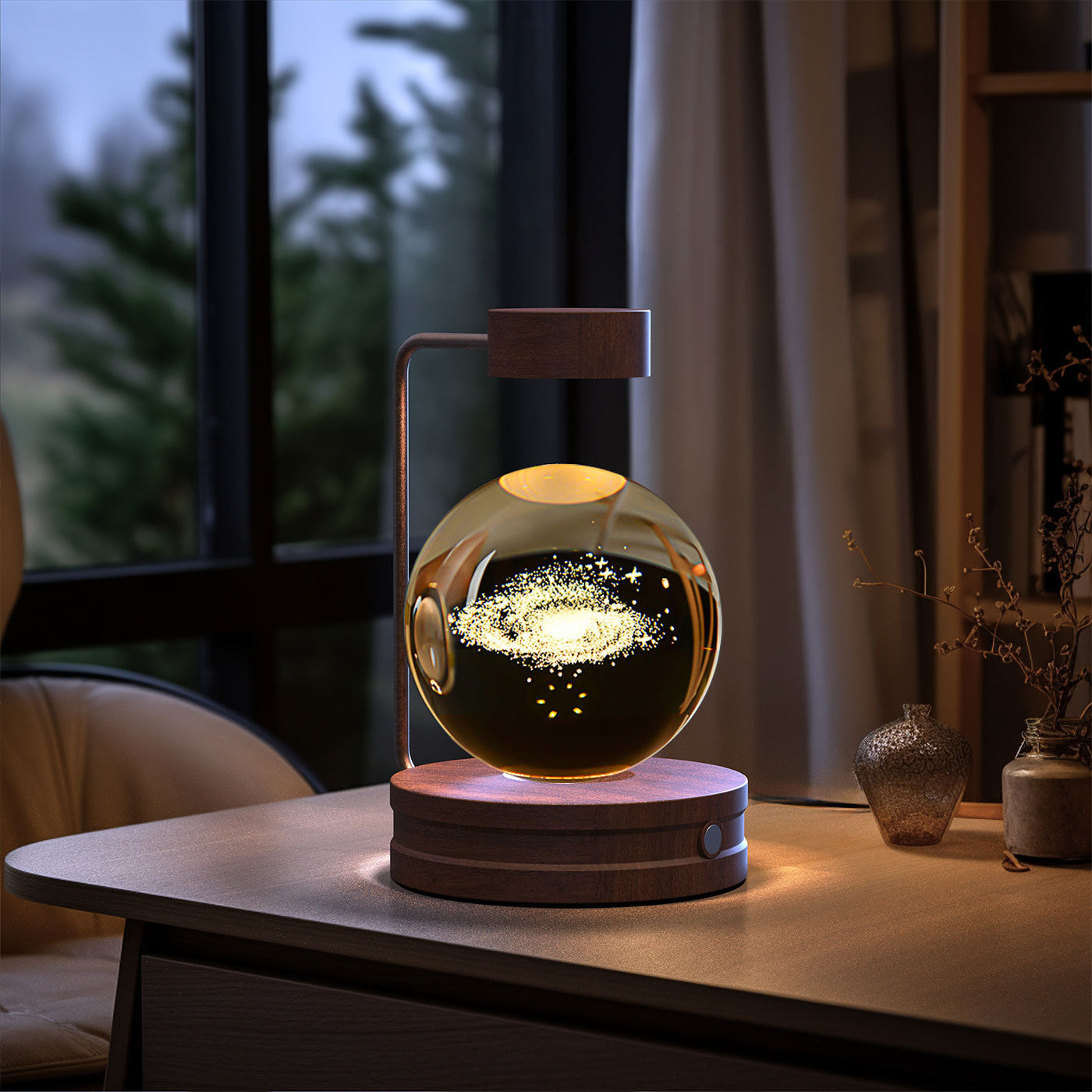 Crystal Ball Cosmic Indoor Night Light USB Power Warm Bedside Light Birthday Gift Night Lamp