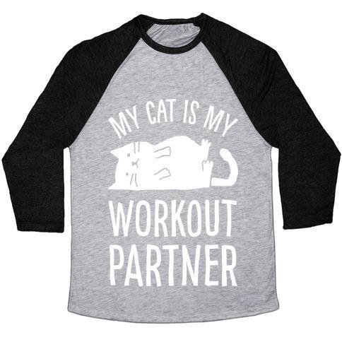 My Cat Is My Workout Partner Unisex Tri-Blend Baseball Tee