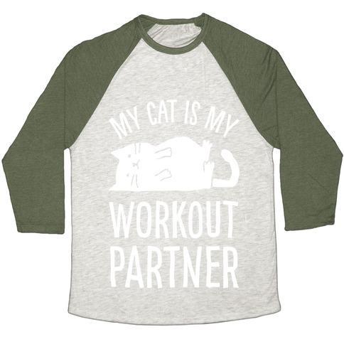 My Cat Is My Workout Partner Unisex Tri-Blend Baseball Tee