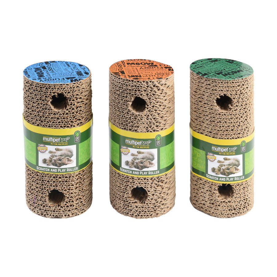 Multipet Cardboard Scratcher Roller (Assorted Colors) Size: 7.5inch